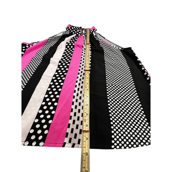 Gomorn Womens Halter Neck Sleeveless Blouse XL Black/Pink/White - Picture 7 of 9